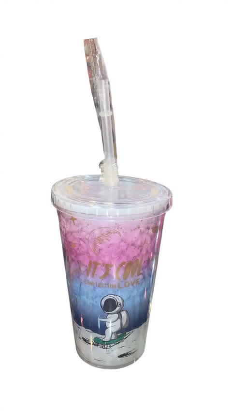Double Walled Ice Gel Tumbler with Straw - 450ml Summer Sipper Mug - Cute 'This Is My Drink' Water Bottle"